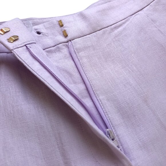Michael Kors Pleated Linen Shorts Women’s Size 10 Purple High-Waisted - Picture 5 of 6